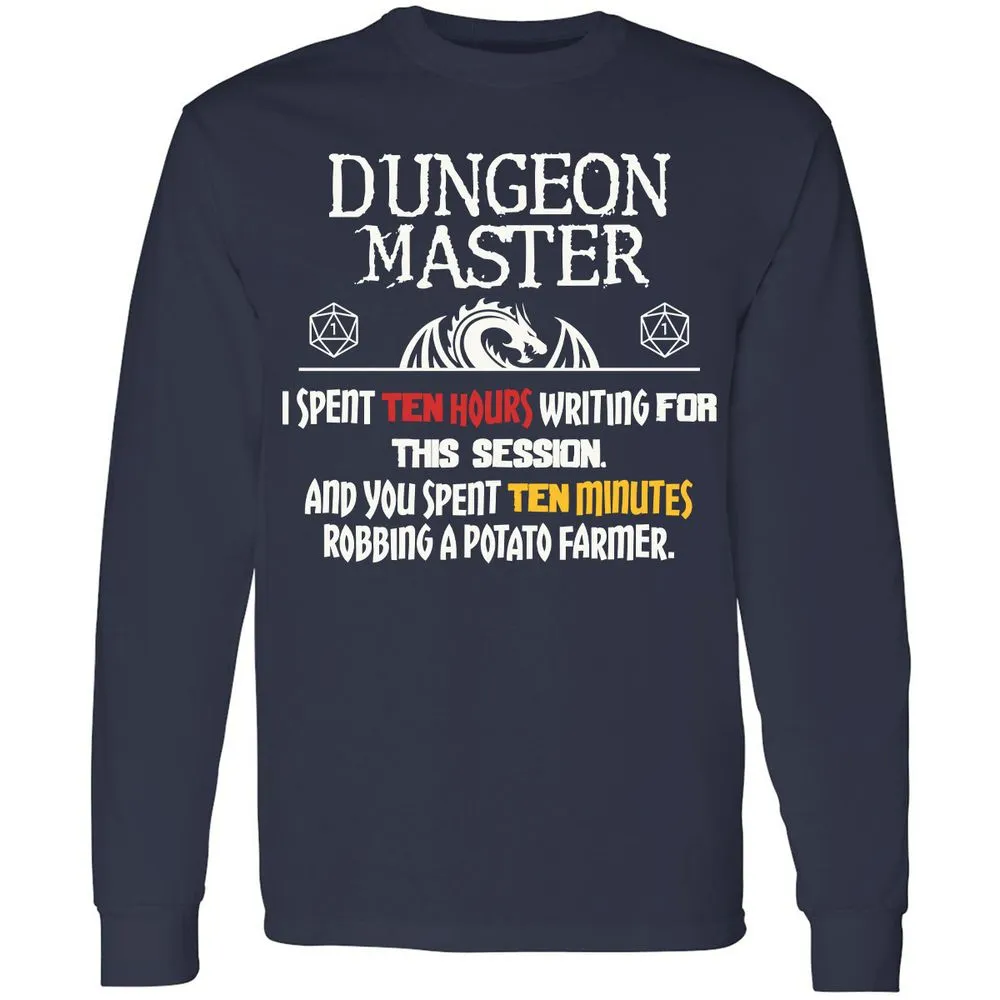 Dungeon Master Chaos Meme Long Sleeve T-Shirt - Navy - 2
