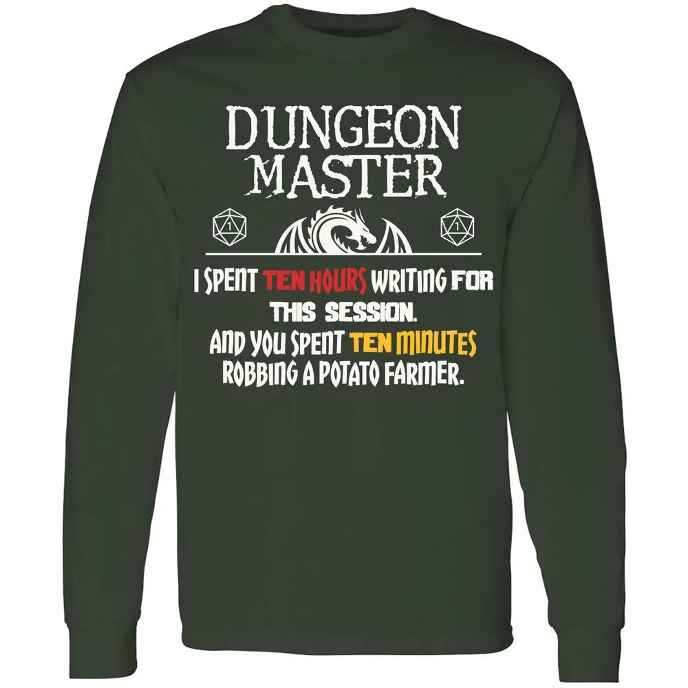 Dungeon Master Chaos Meme Long Sleeve T-Shirt - Forest Green - 4