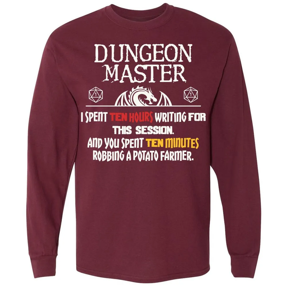 Dungeon Master Chaos Meme Long Sleeve T-Shirt - Maroon - 11