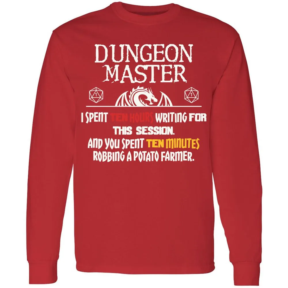 Dungeon Master Chaos Meme Long Sleeve T-Shirt - Red - 14
