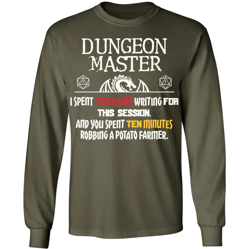 Dungeon Master Chaos Meme Long Sleeve T-Shirt - Military Green - 16