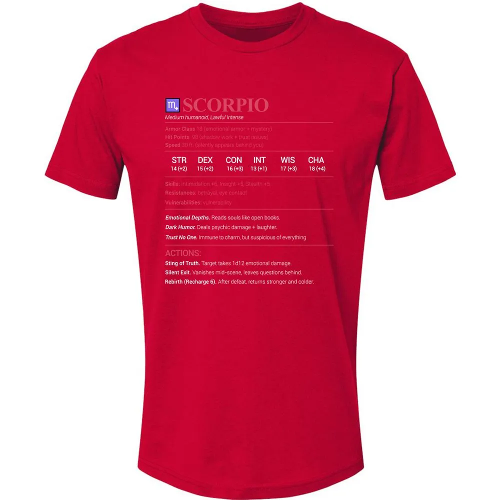 Scorpio Stats Premium Unisex T-Shirt - Red - 6