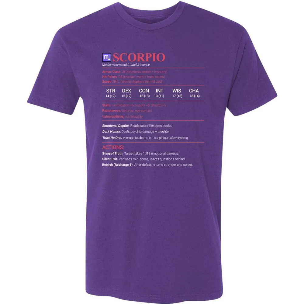 Scorpio Stats Premium Unisex T-Shirt - Purple Rush - 7