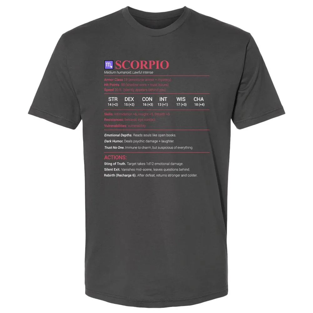 Scorpio Stats Premium Unisex T-Shirt - Heavy Metal - 8