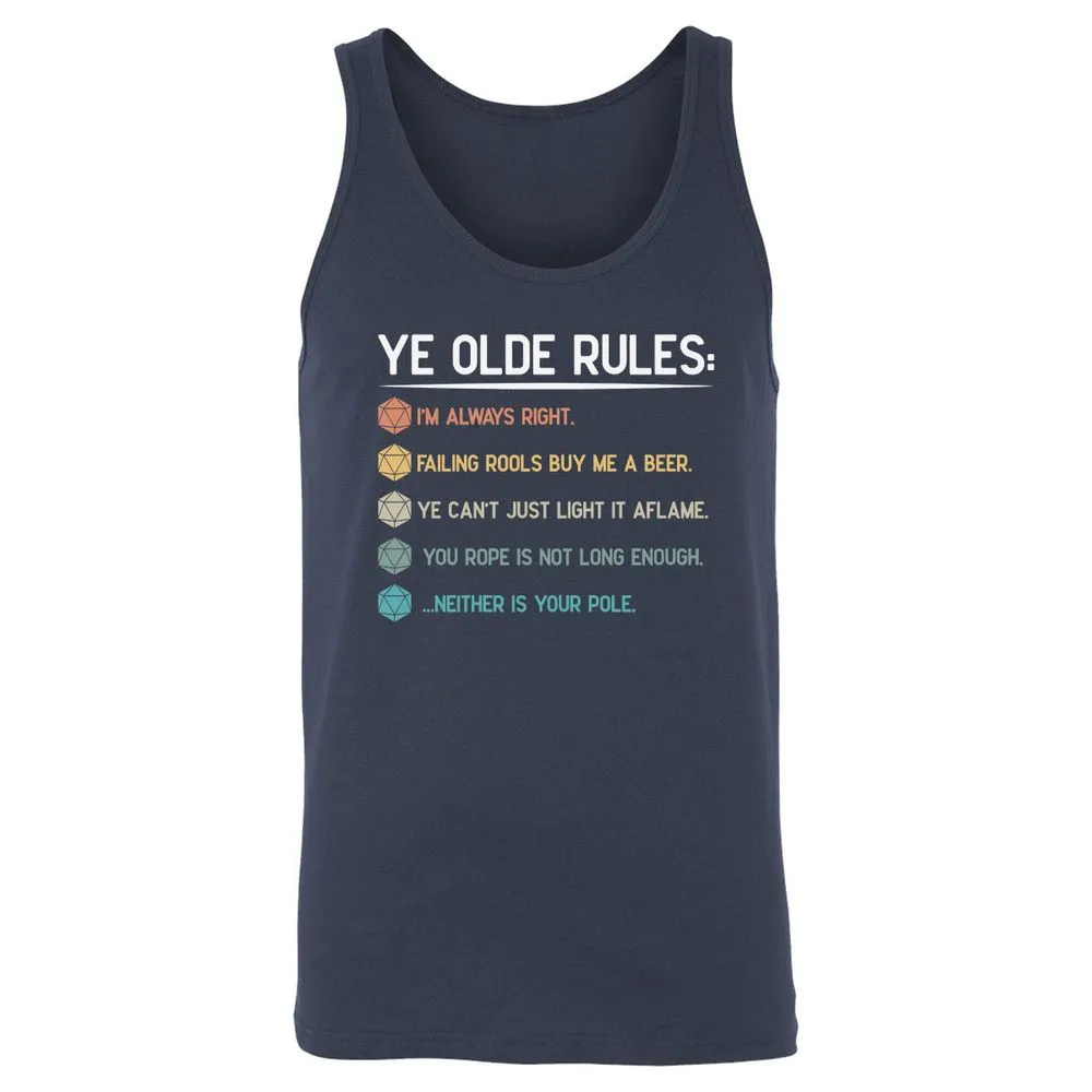 Dungeon Master Rules – Ye Olde RPG Unisex Jersey Tank - Navy - 2