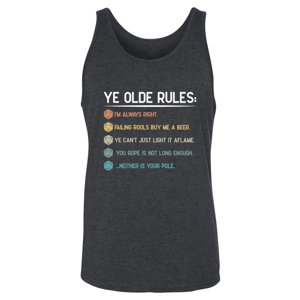 Dungeon Master Rules – Ye Olde RPG Unisex Jersey Tank - Dark Grey Heather - 6
