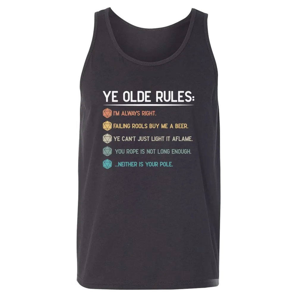 Dungeon Master Rules – Ye Olde RPG Unisex Jersey Tank - Dark Grey - 7
