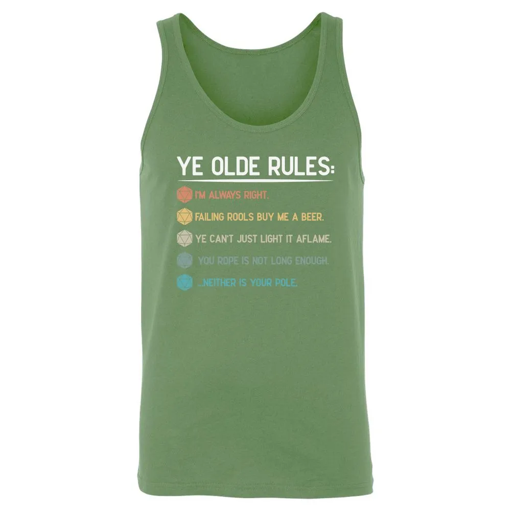 Dungeon Master Rules – Ye Olde RPG Unisex Jersey Tank - Leaf - 10
