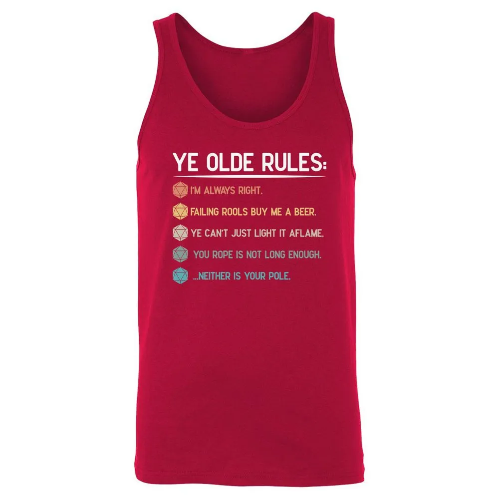 Dungeon Master Rules – Ye Olde RPG Unisex Jersey Tank - Red - 11