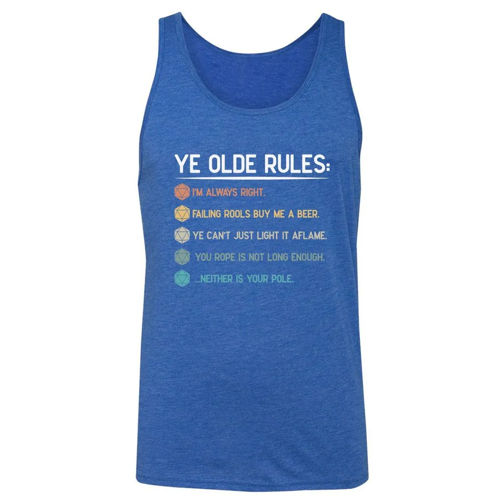 Dungeon Master Rules – Ye Olde RPG Unisex Jersey Tank - True Royal Triblend - 12