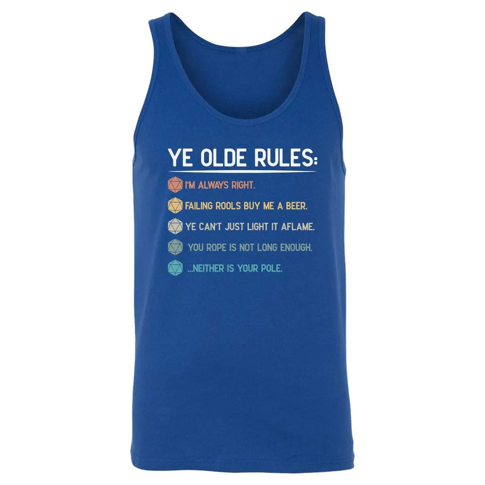 Dungeon Master Rules – Ye Olde RPG Unisex Jersey Tank - True Royal - 13