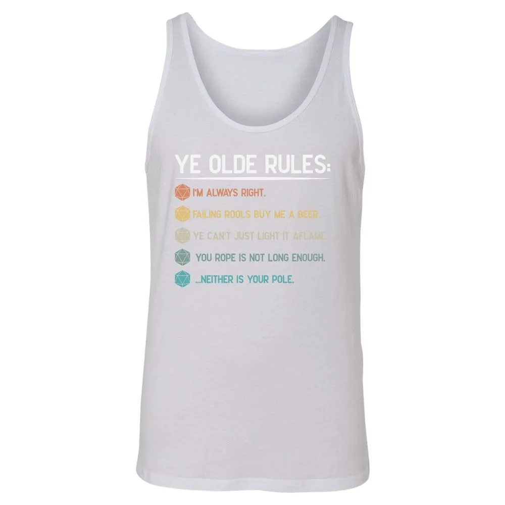 Dungeon Master Rules – Ye Olde RPG Unisex Jersey Tank - White - 14