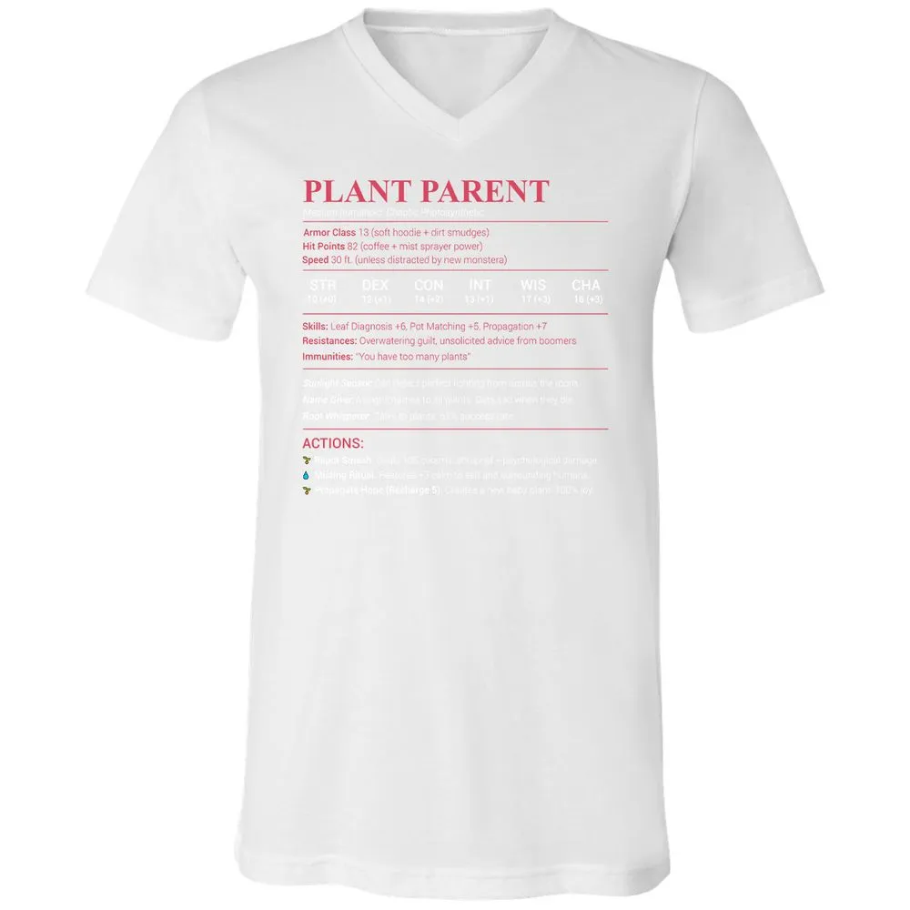 Plant Parent Stats Unisex V-Neck T-Shirt - White - 5