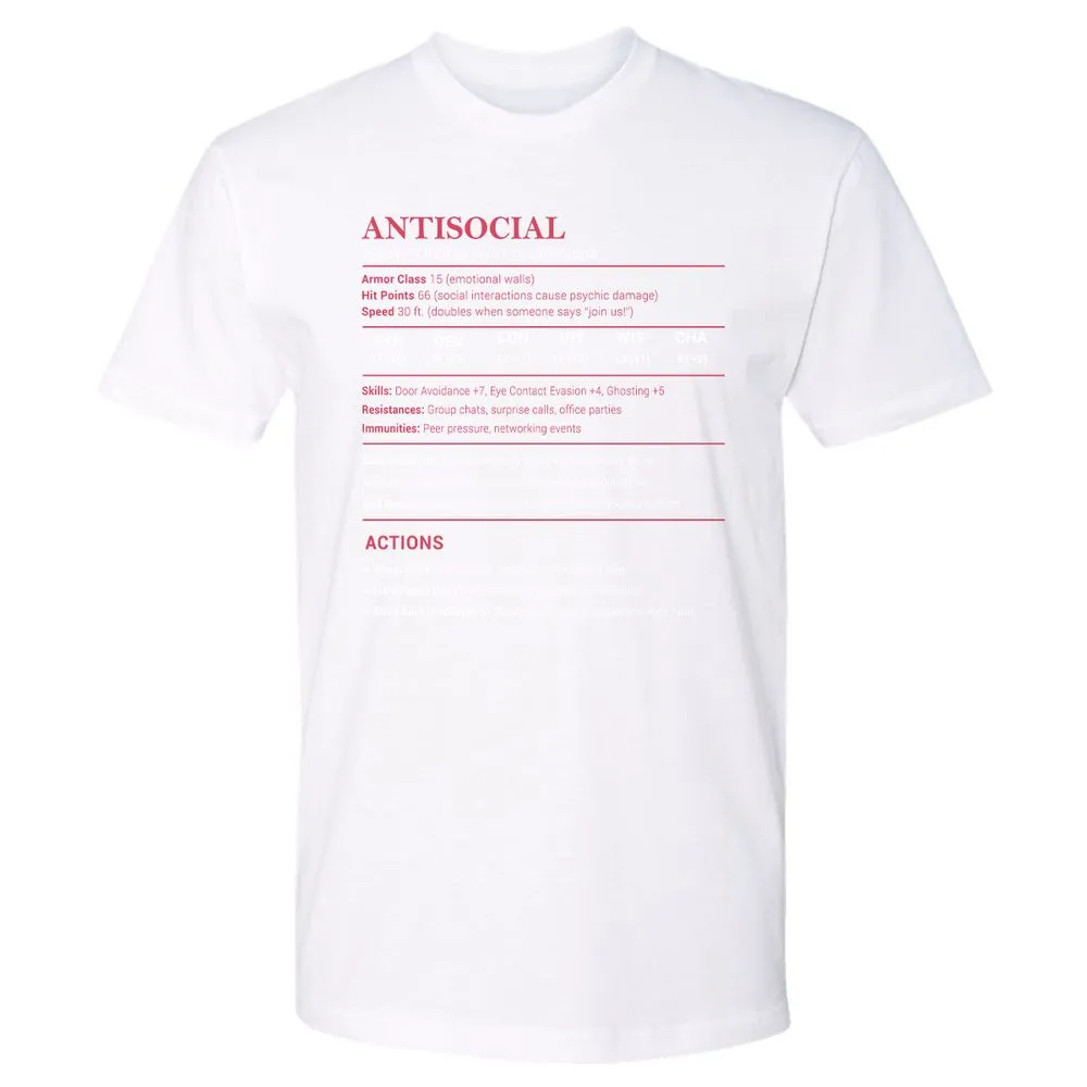 Antisocial Stats Premium Unisex T-Shirt - White - 4