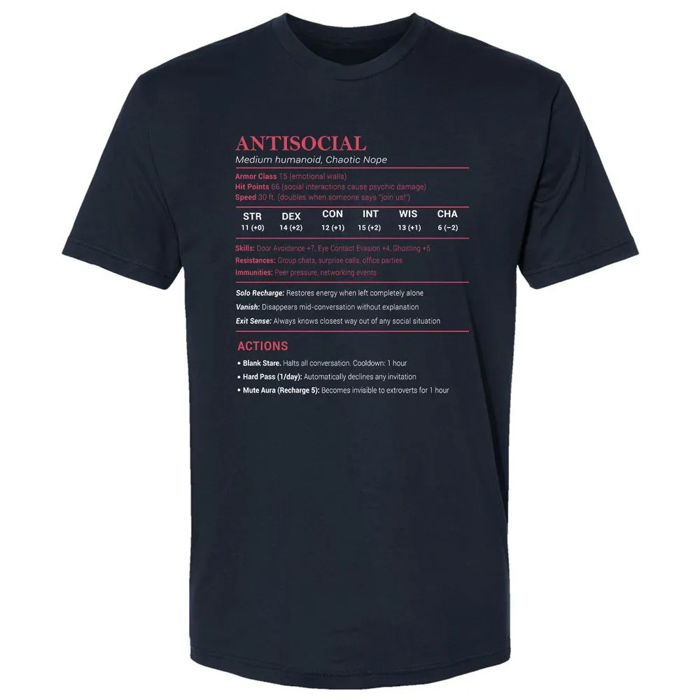 Antisocial Stats Premium Unisex T-Shirt - Midnight Navy - 2