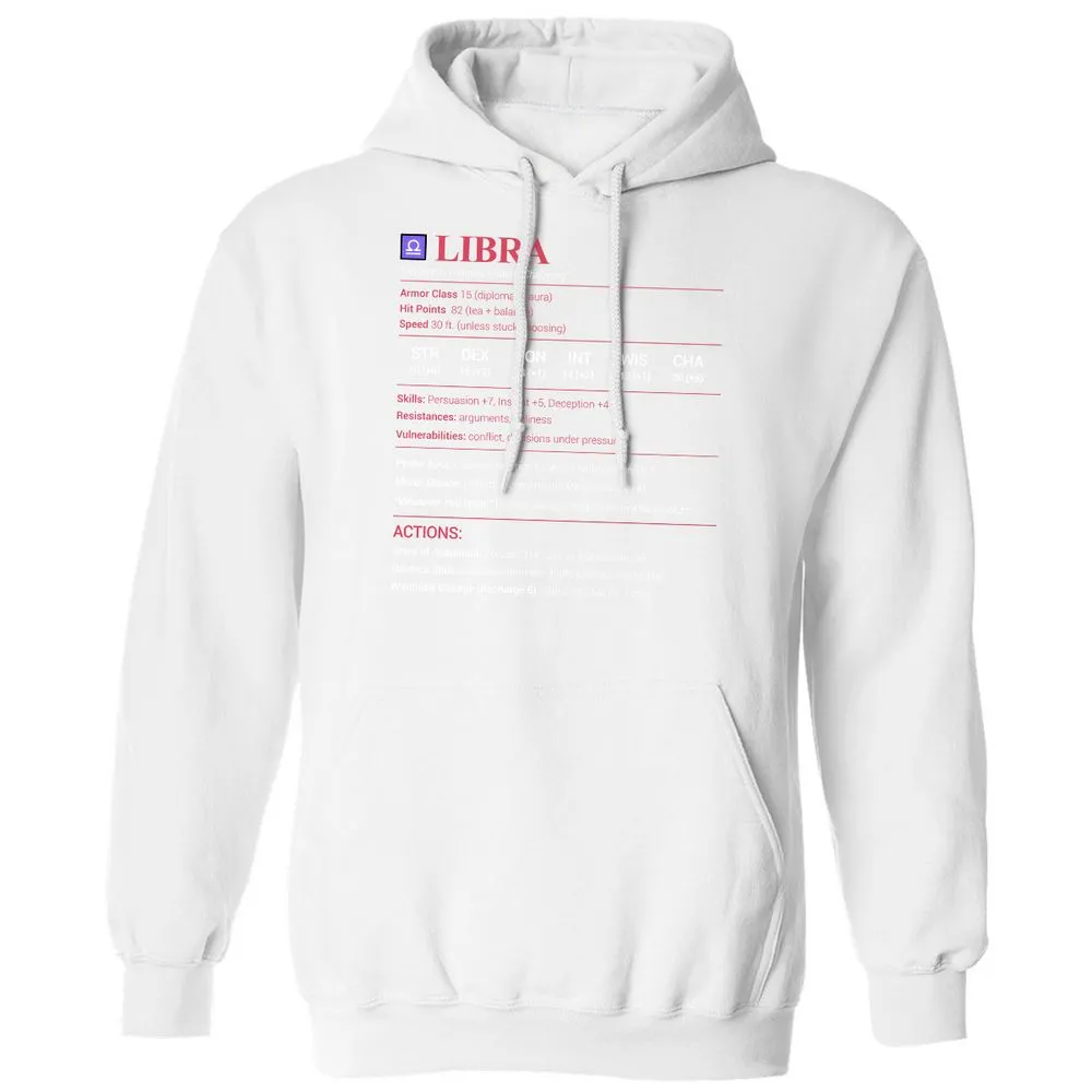 Libra Stats Classic Unisex Hoodie - White - 11