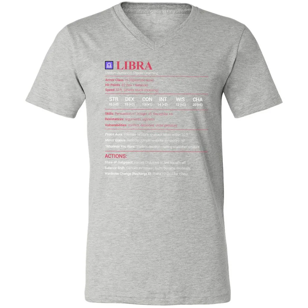 Libra Stats Unisex V-Neck T-Shirt - Athletic Heather - 7
