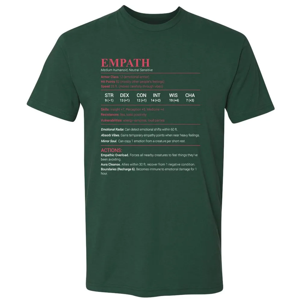 Empath Stats Premium Unisex T-Shirt - Forest Green - 13