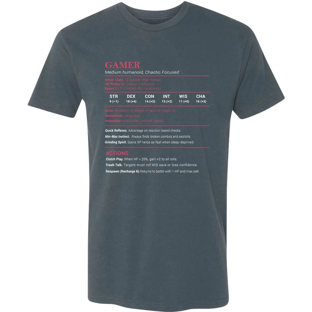 Gamer Stats Premium Unisex T-Shirt - Indigo - 15
