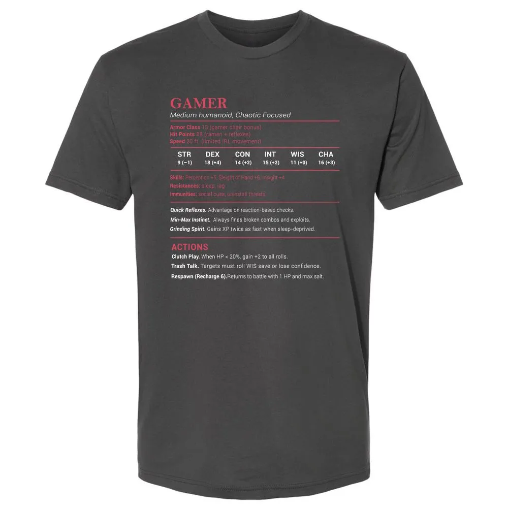 Gamer Stats Premium Unisex T-Shirt - Heavy Metal - 8
