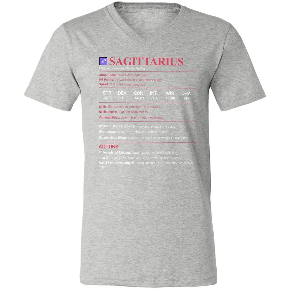 Sagittarius Stats Unisex V-Neck T-Shirt - Athletic Heather - 7