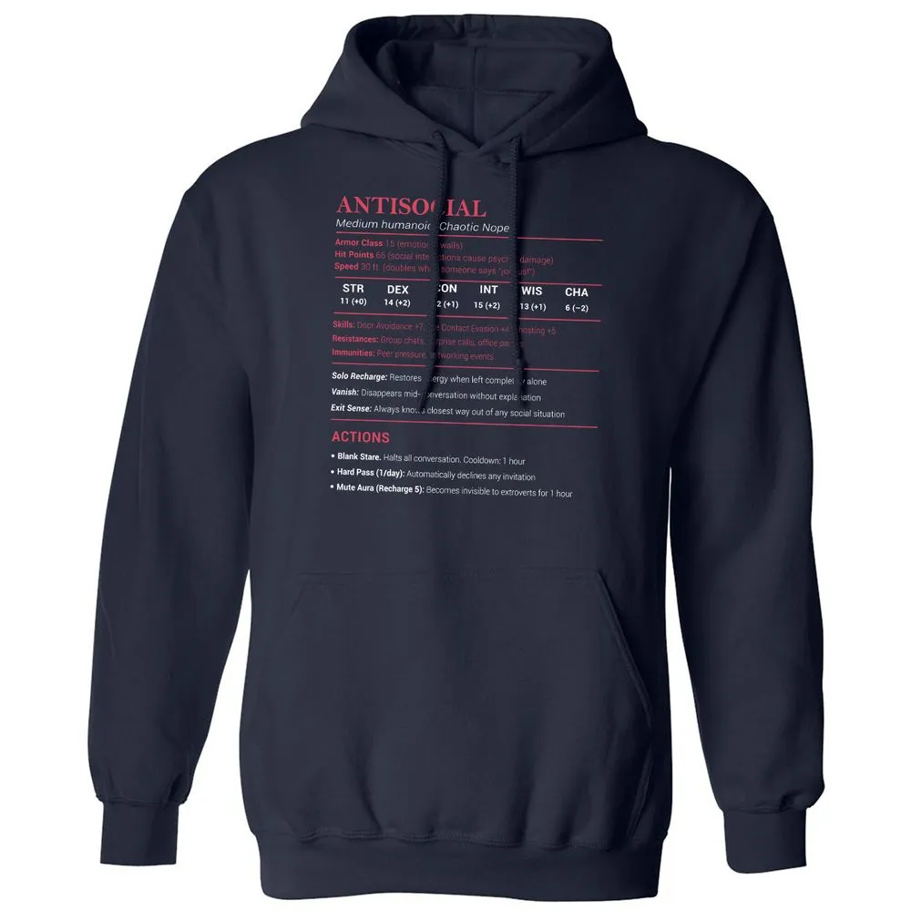 Antisocial Stats Classic Unisex Hoodie - Navy - 2