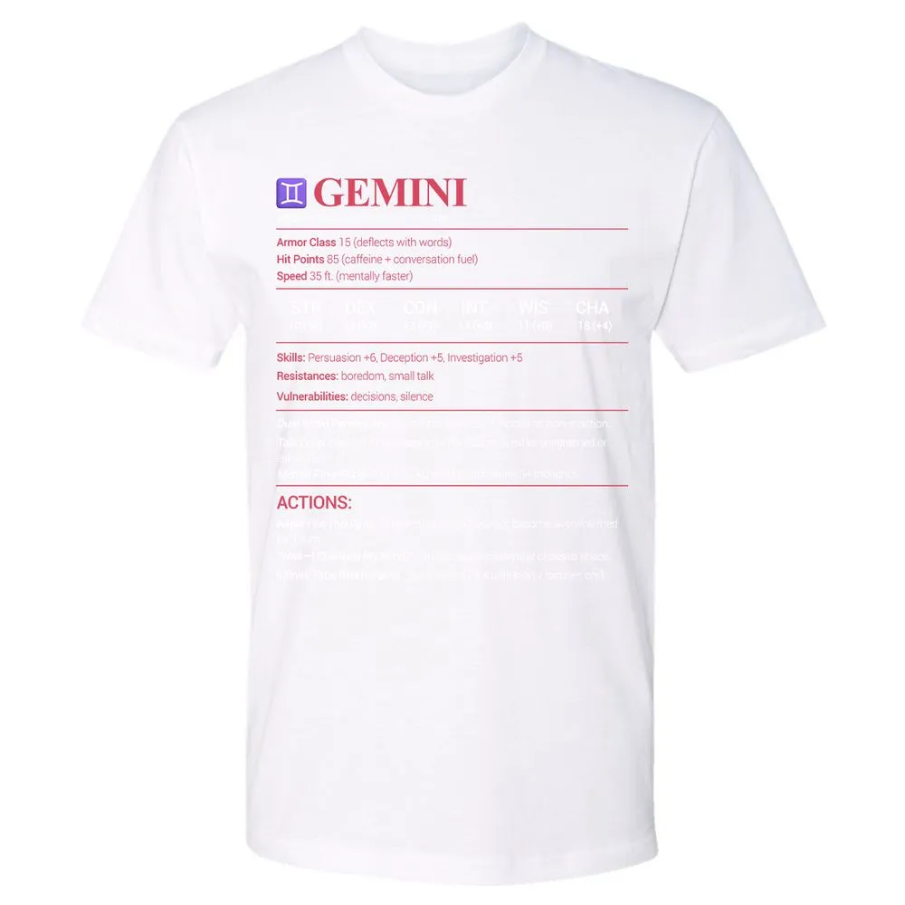 Gemini Stats Premium Unisex T-Shirt - White - 4