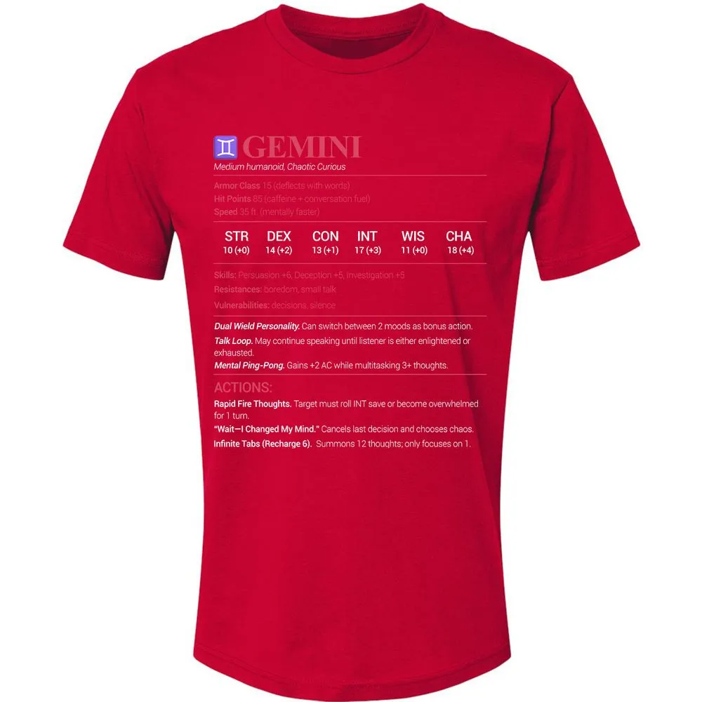 Gemini Stats Premium Unisex T-Shirt - Red - 6