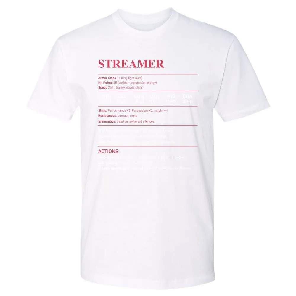Streamer Stats Premium Unisex T-Shirt - White - 4
