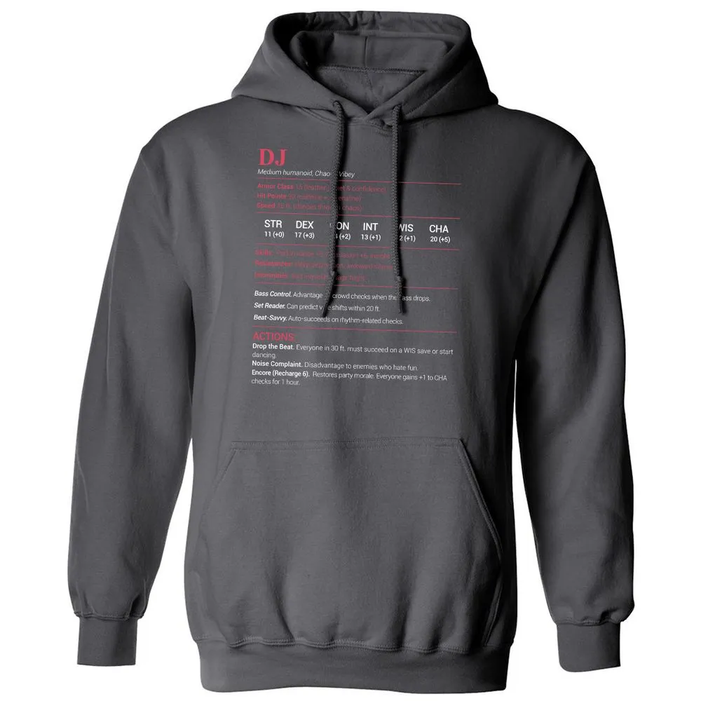 DJ Stats Classic Unisex Hoodie - Charcoal - 7