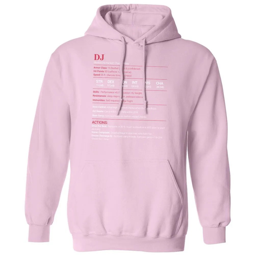 DJ Stats Classic Unisex Hoodie - Light Pink - 3