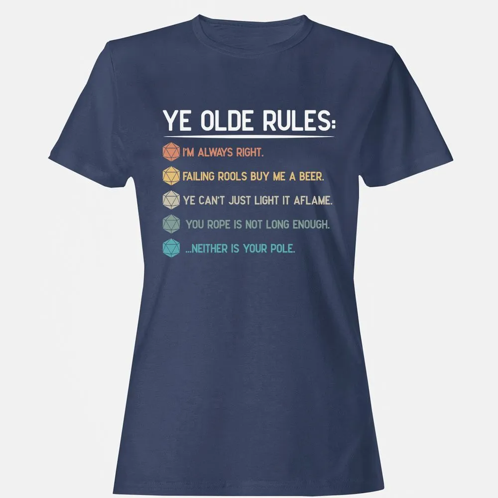 Dungeon Master Rules – Ye Olde RPG Women's T-Shirt - Navy - 10