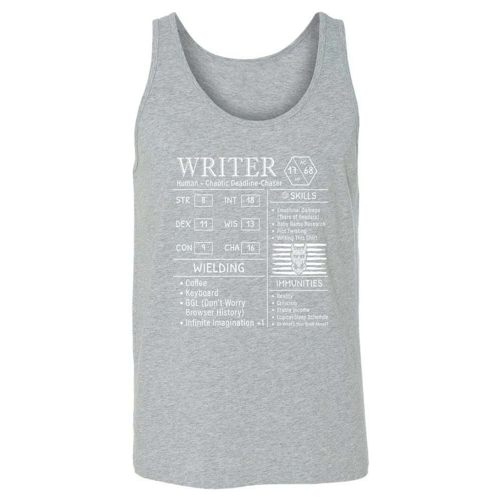 Writer Stats New Unisex Jersey Tank - Athletic Heather - 4