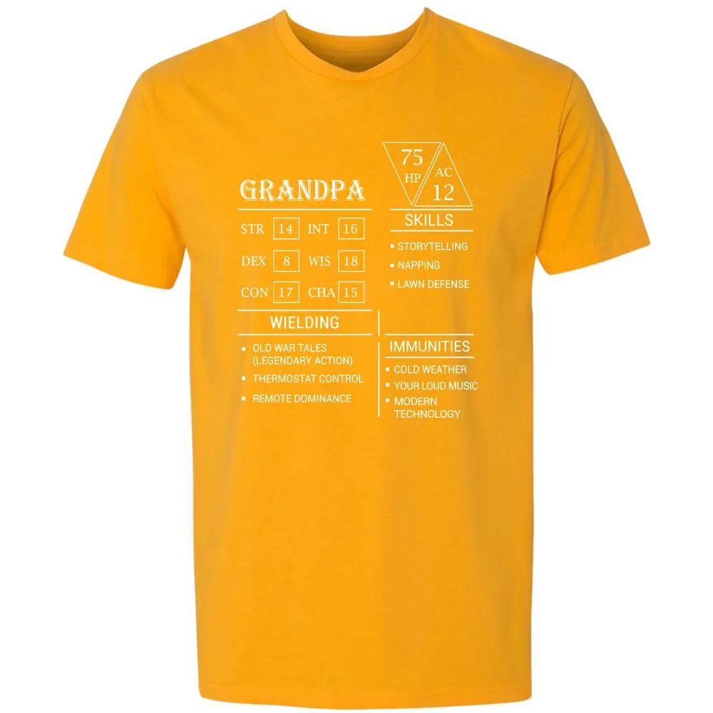 Grandpa Stats Premium Unisex T-Shirt - Gold - 12