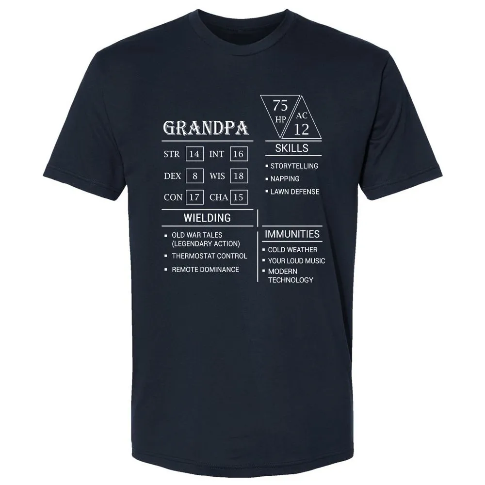 Grandpa Stats Premium Unisex T-Shirt - Midnight Navy - 2