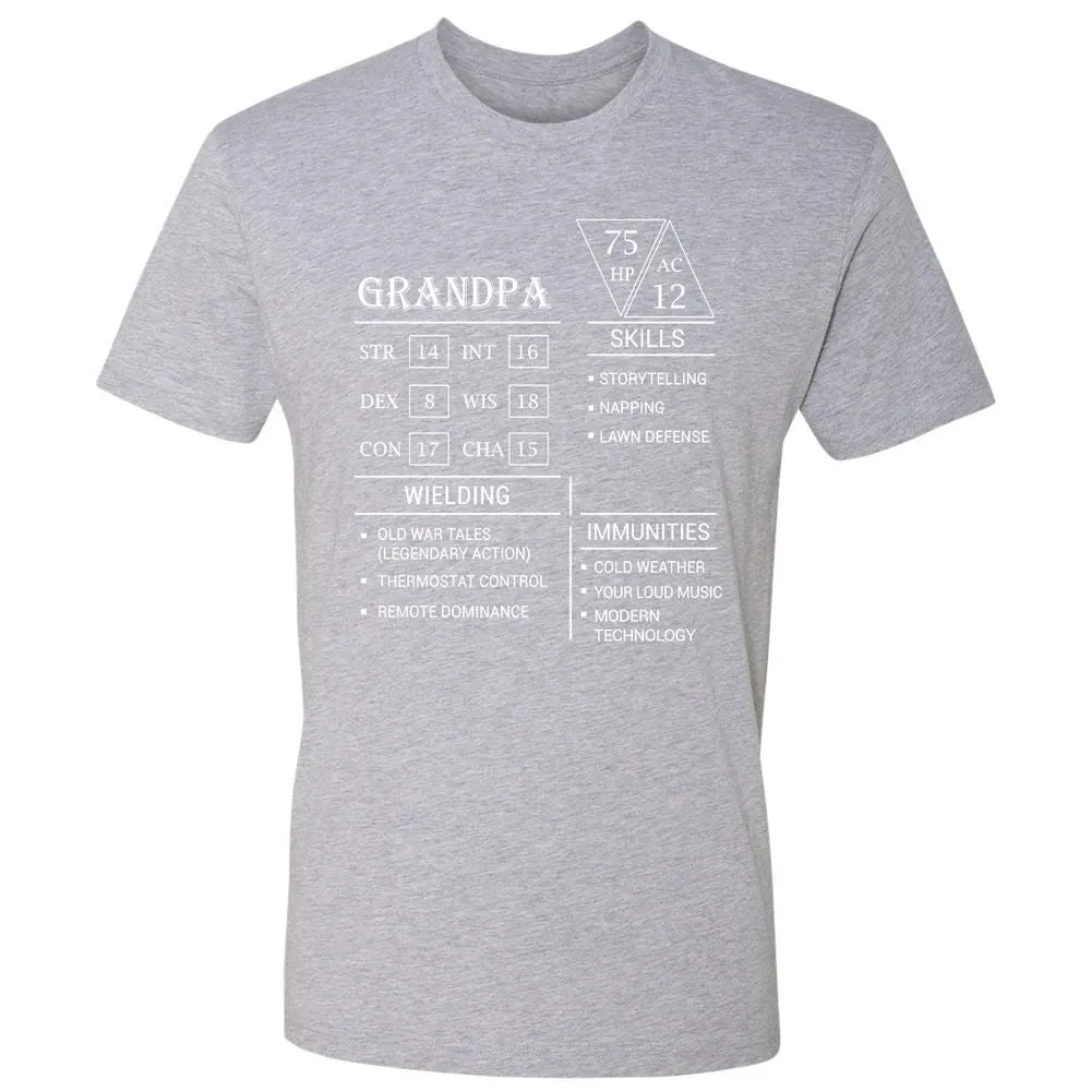 Grandpa Stats Premium Unisex T-Shirt - Heather Grey - 9