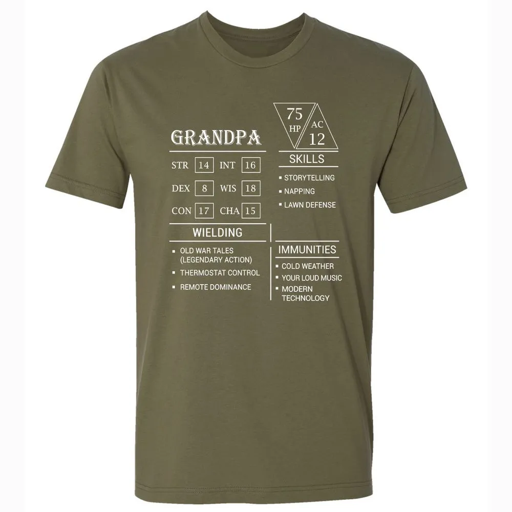 Grandpa Stats Premium Unisex T-Shirt - Military Green - 5