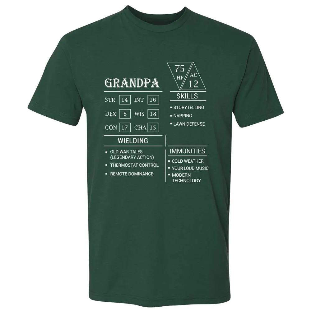 Grandpa Stats Premium Unisex T-Shirt - Forest Green - 13