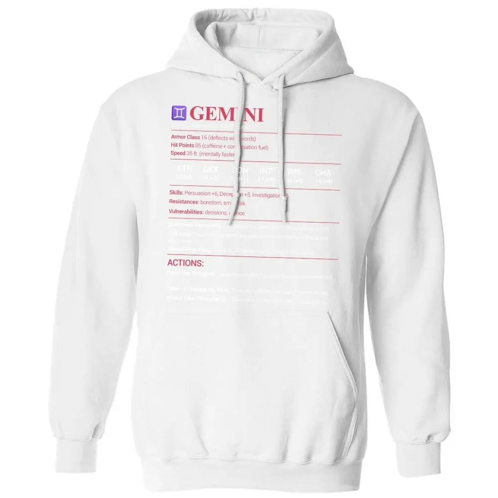 Gemini Stats Classic Unisex Hoodie - White - 11