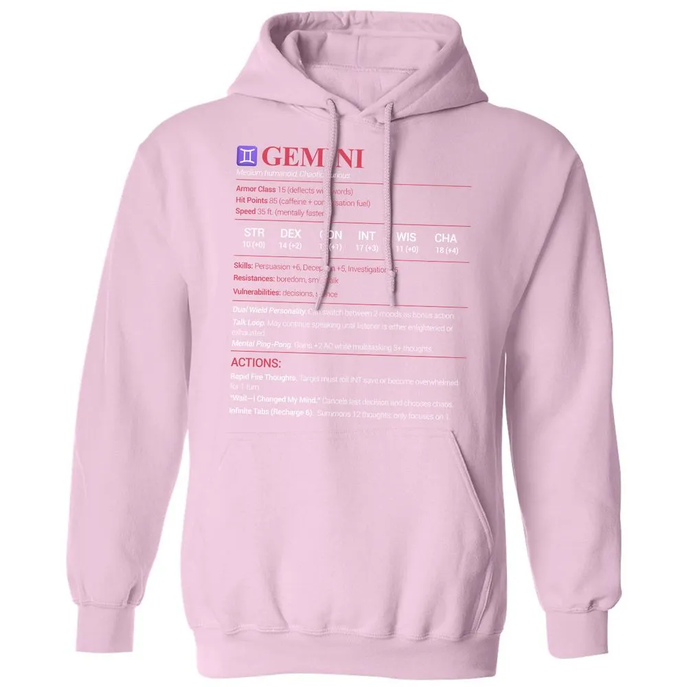 Gemini Stats Classic Unisex Hoodie - Light Pink - 3