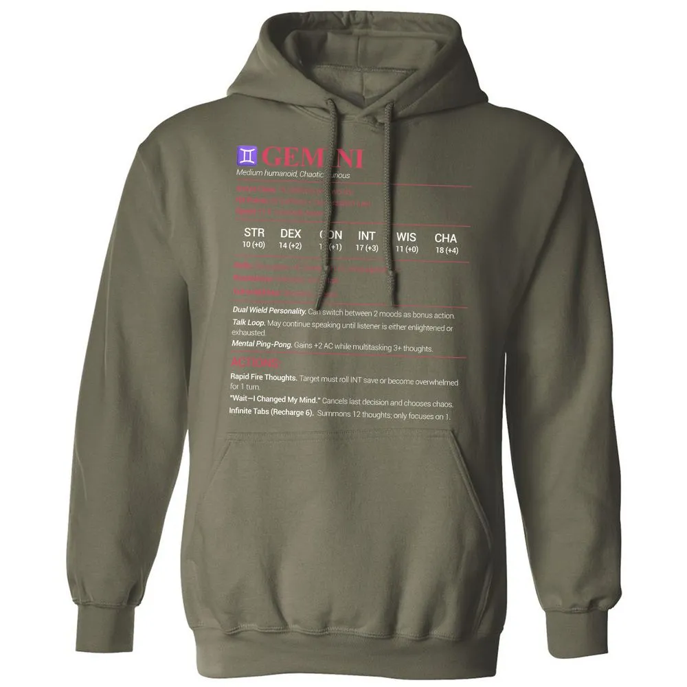 Gemini Stats Classic Unisex Hoodie - Military Green - 4
