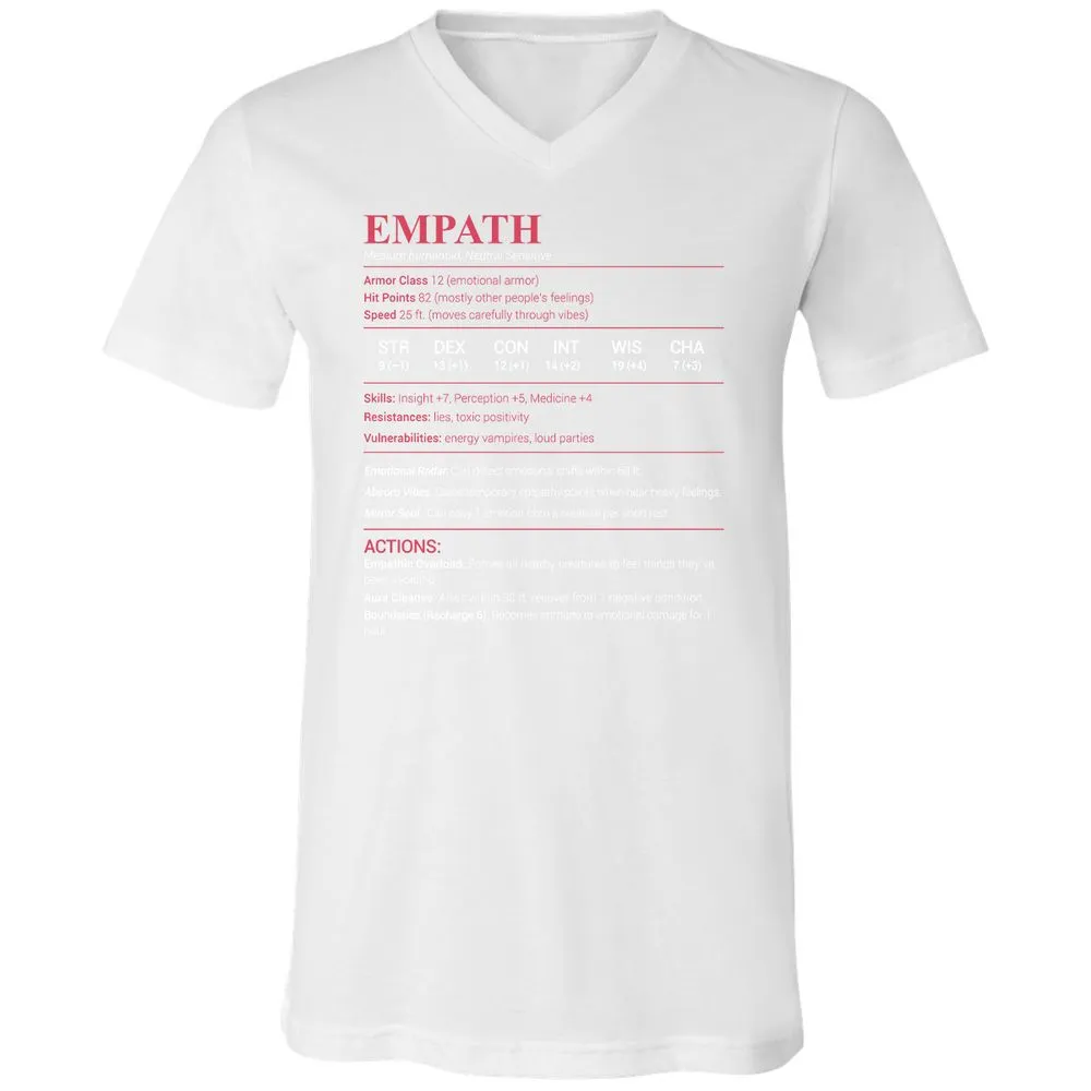 Empath Stats Unisex V-Neck T-Shirt - White - 5