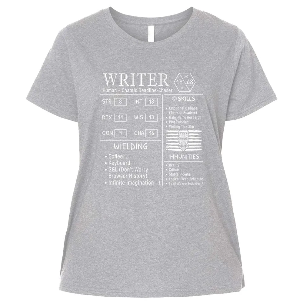 Writer Stats New Ladies Curvy Jersey - Heather - 3