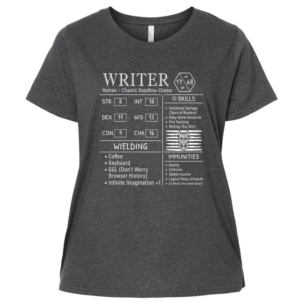 Writer Stats New Ladies Curvy Jersey - Vintage Smoke - 4