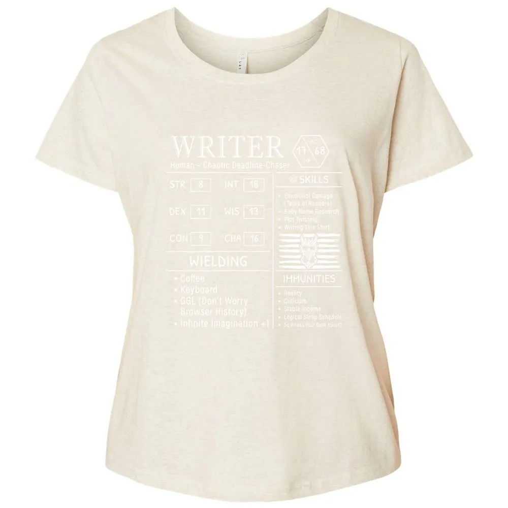 Writer Stats New Ladies Curvy Jersey - Natural Heather - 8
