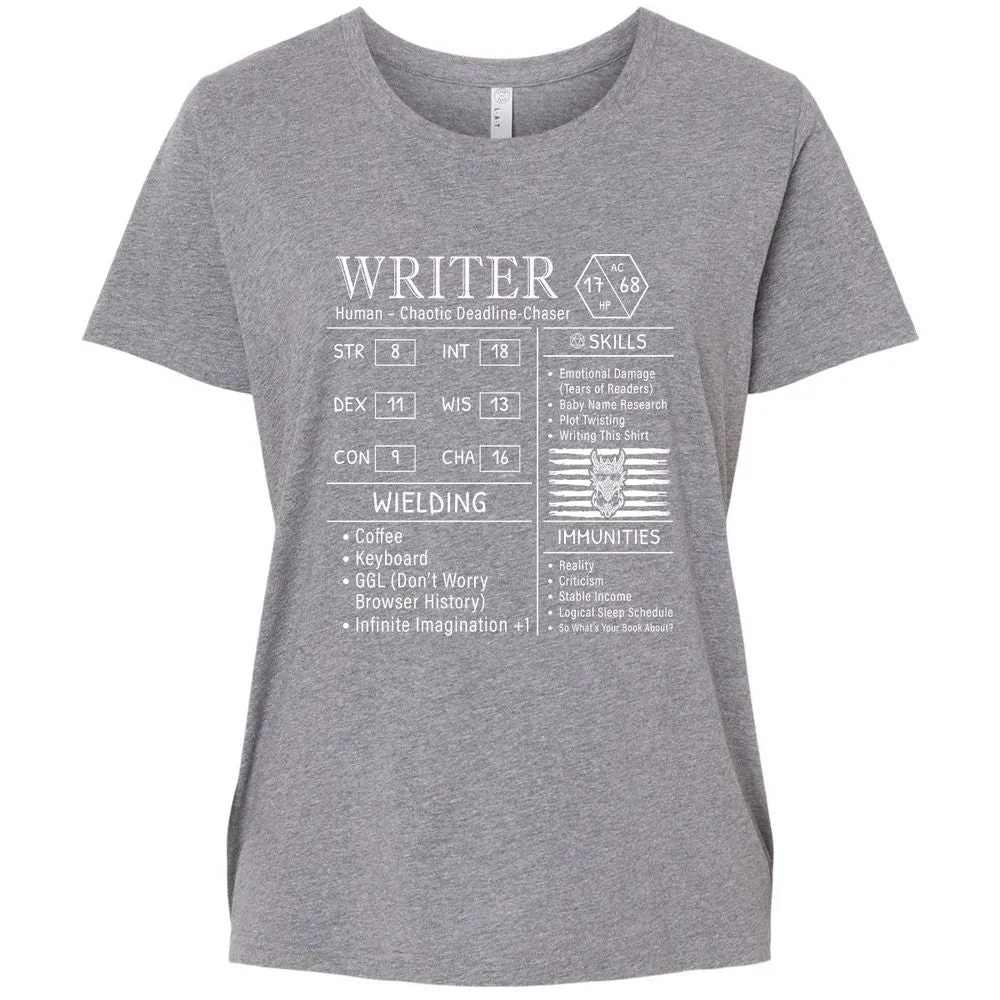 Writer Stats New Ladies Curvy Jersey - Granite Heather - 9