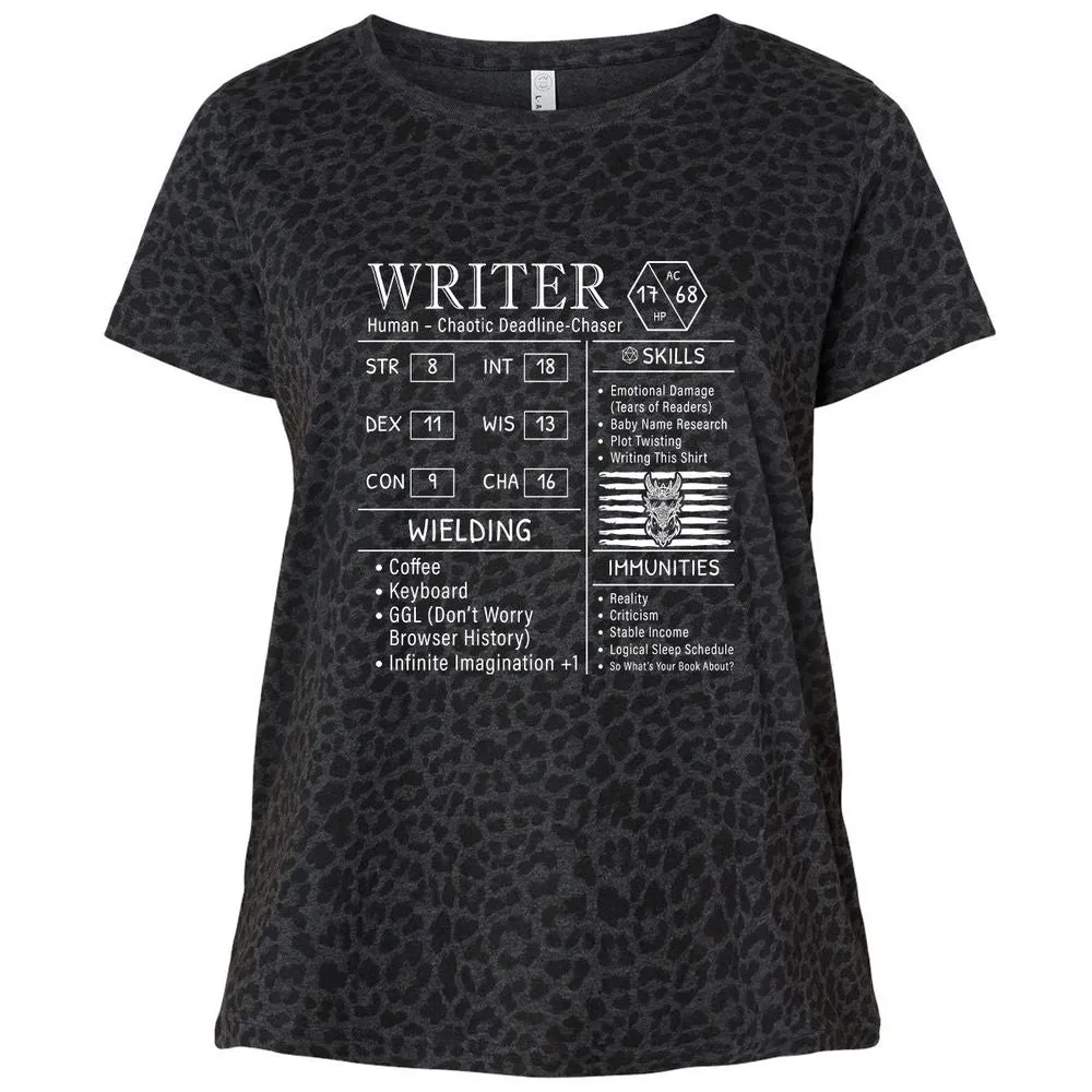 Writer Stats New Ladies Curvy Jersey - Black Leopard - 11