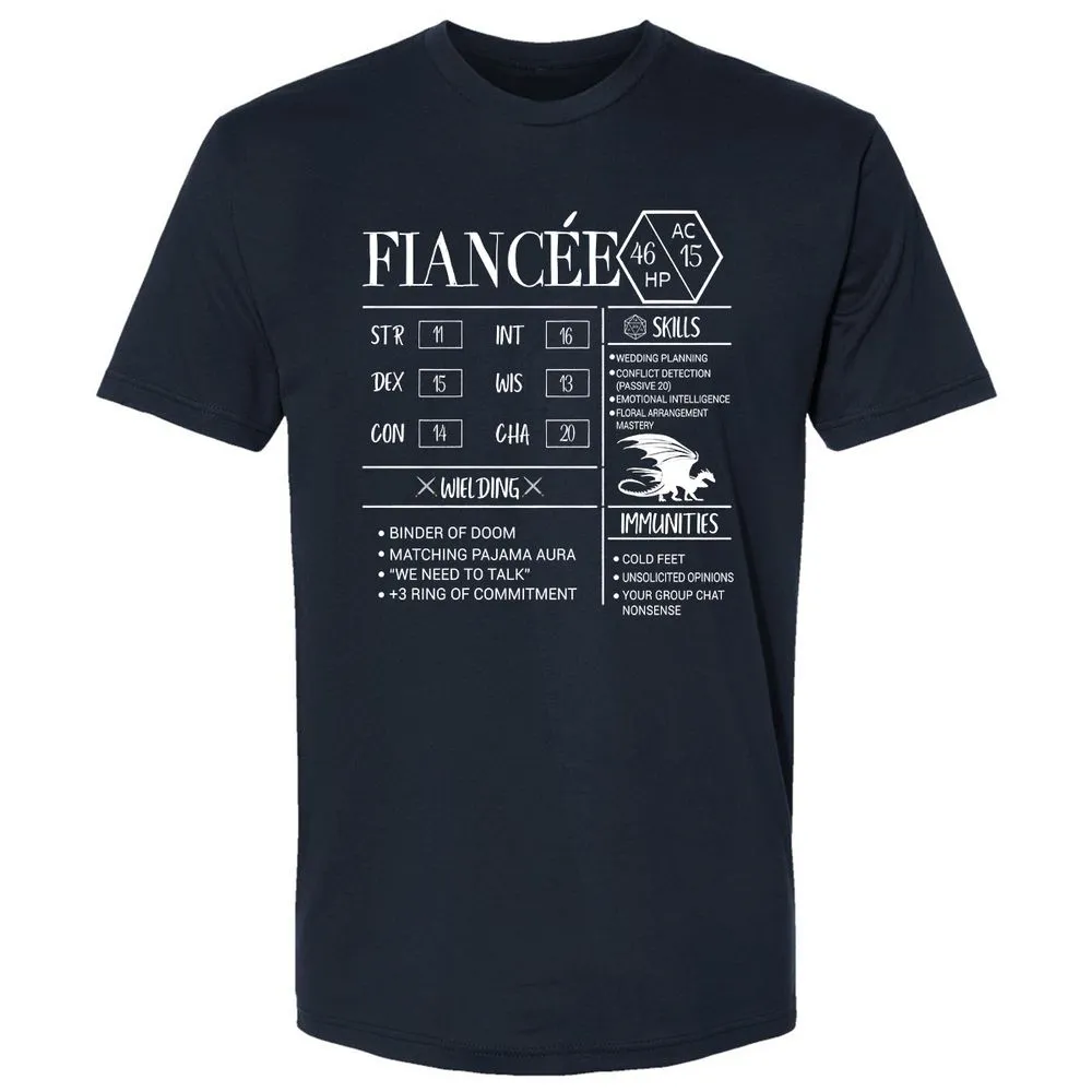 Fiancee Stats Premium Unisex T-Shirt - Midnight Navy - 2
