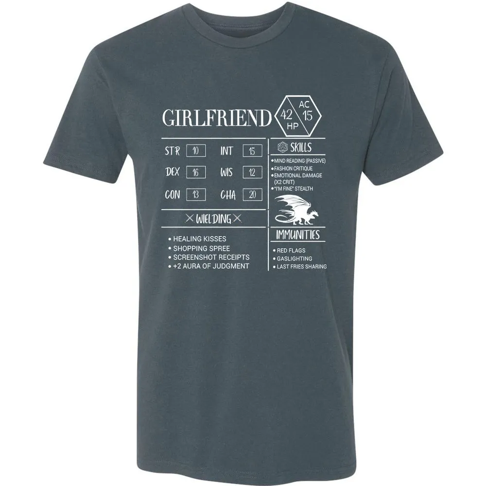 Girlfriend Stats Premium Unisex T-Shirt - Indigo - 15