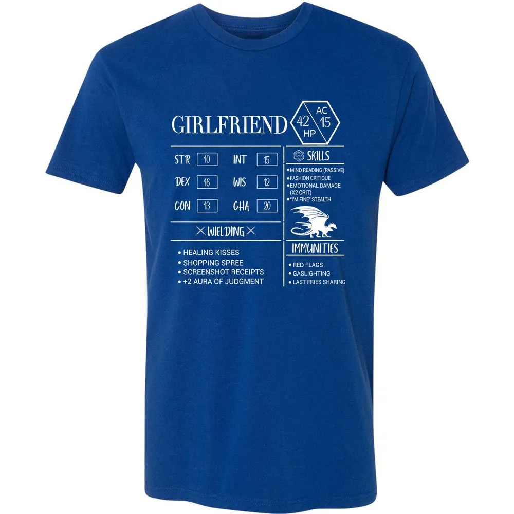 Girlfriend Stats Premium Unisex T-Shirt - Royal - 10